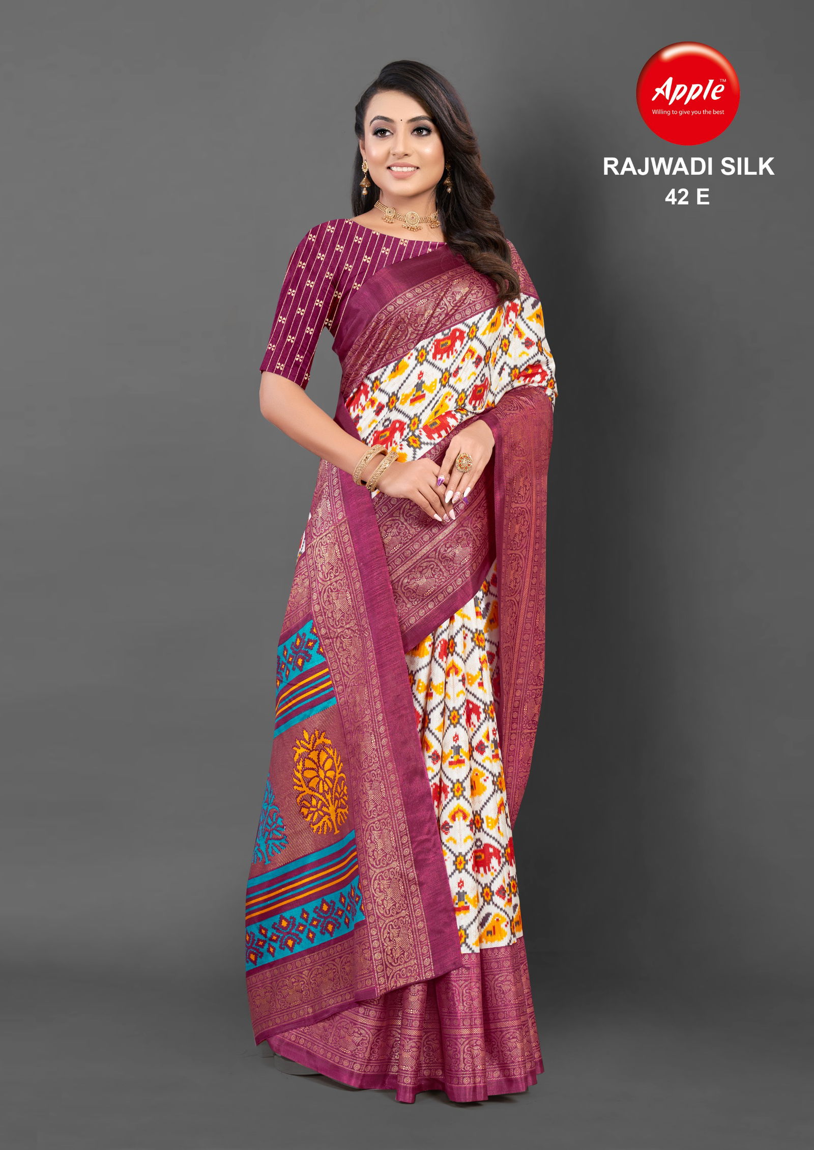 Rajwadi Silk 42 By Apple Dola Silk Printed Sarees Wholesale Market In Surat
